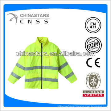 EN471/ANSI cheap hi viz 300D oxford reflective raincoats with zipper front